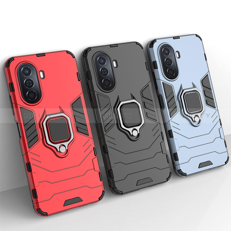 Funda Bumper Silicona y Plastico Mate Carcasa con Magnetico Anillo de dedo Soporte KC1 para Huawei Nova Y70