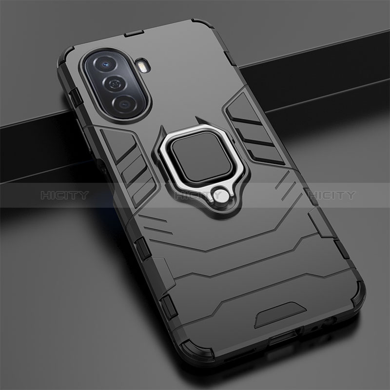 Funda Bumper Silicona y Plastico Mate Carcasa con Magnetico Anillo de dedo Soporte KC1 para Huawei Nova Y70