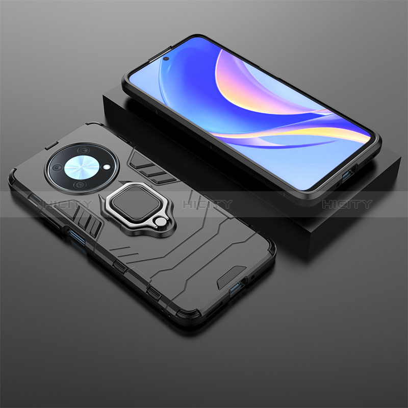 Funda Bumper Silicona y Plastico Mate Carcasa con Magnetico Anillo de dedo Soporte KC1 para Huawei Nova Y90