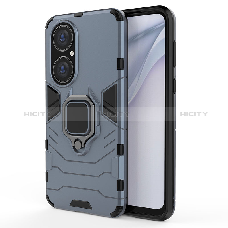 Funda Bumper Silicona y Plastico Mate Carcasa con Magnetico Anillo de dedo Soporte KC1 para Huawei P50