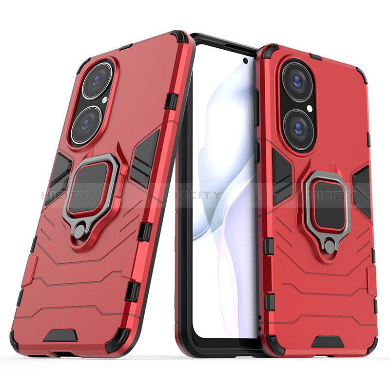 Funda Bumper Silicona y Plastico Mate Carcasa con Magnetico Anillo de dedo Soporte KC1 para Huawei P50