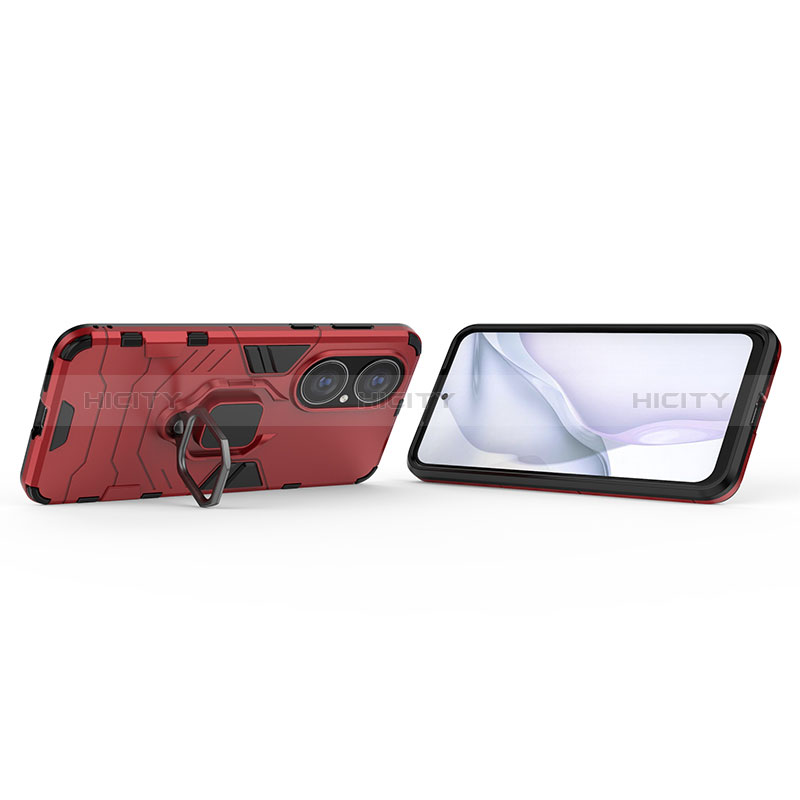 Funda Bumper Silicona y Plastico Mate Carcasa con Magnetico Anillo de dedo Soporte KC1 para Huawei P50