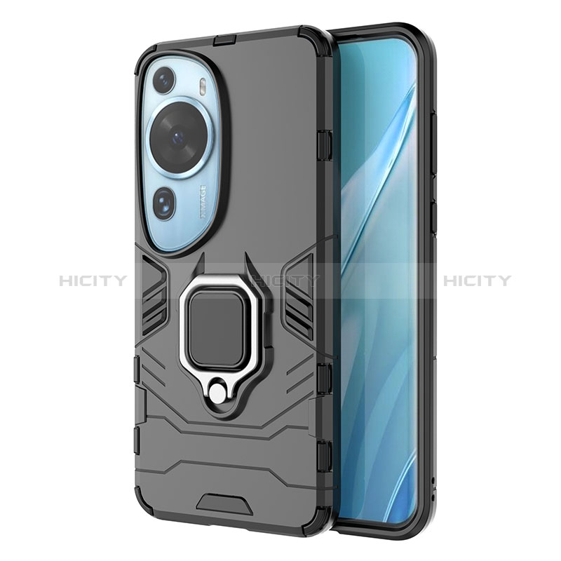 Funda Bumper Silicona y Plastico Mate Carcasa con Magnetico Anillo de dedo Soporte KC1 para Huawei P60 Art