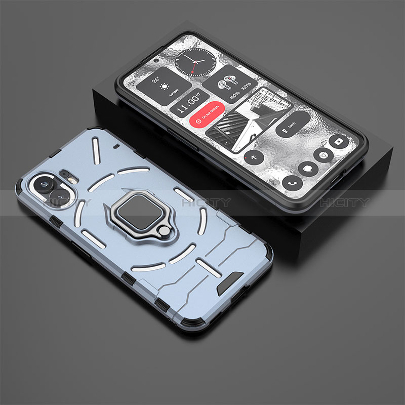 Funda Bumper Silicona y Plastico Mate Carcasa con Magnetico Anillo de dedo Soporte KC1 para Nothing Phone 2