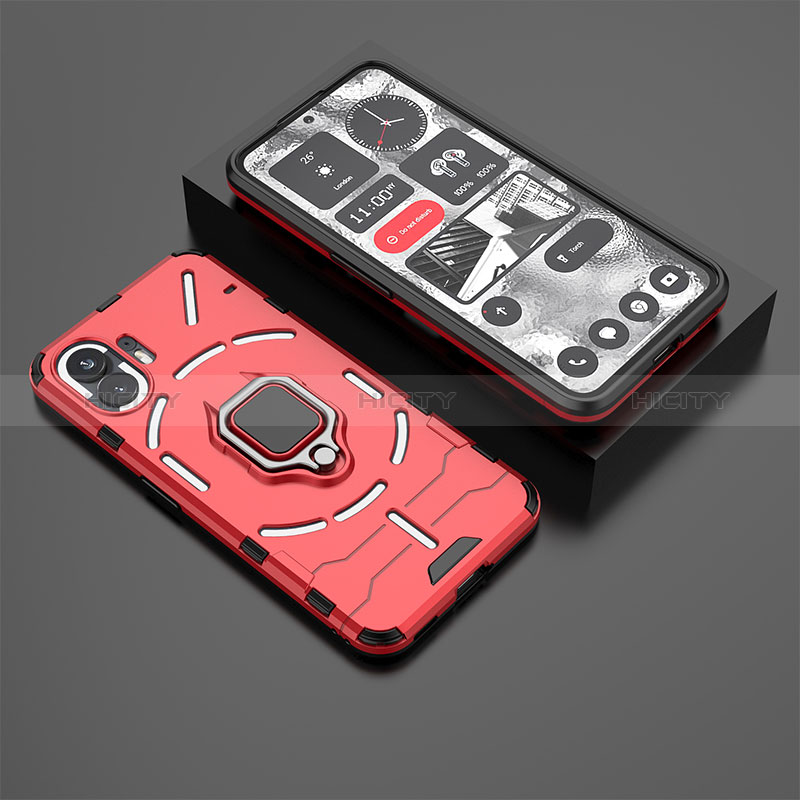 Funda Bumper Silicona y Plastico Mate Carcasa con Magnetico Anillo de dedo Soporte KC1 para Nothing Phone 2