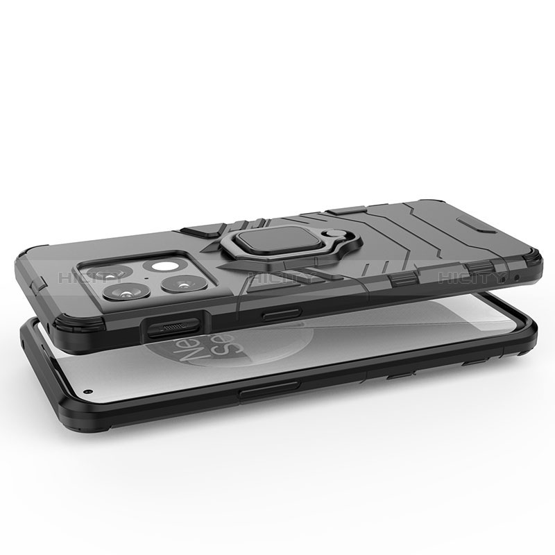 Funda Bumper Silicona y Plastico Mate Carcasa con Magnetico Anillo de dedo Soporte KC1 para OnePlus 10 Pro 5G