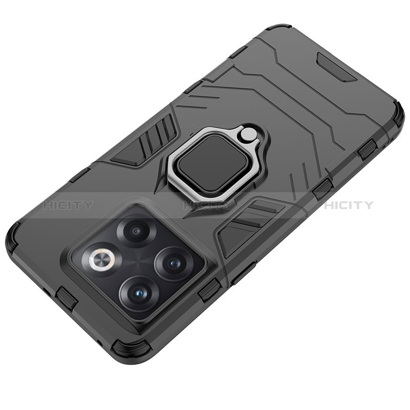 Funda Bumper Silicona y Plastico Mate Carcasa con Magnetico Anillo de dedo Soporte KC1 para OnePlus 10T 5G