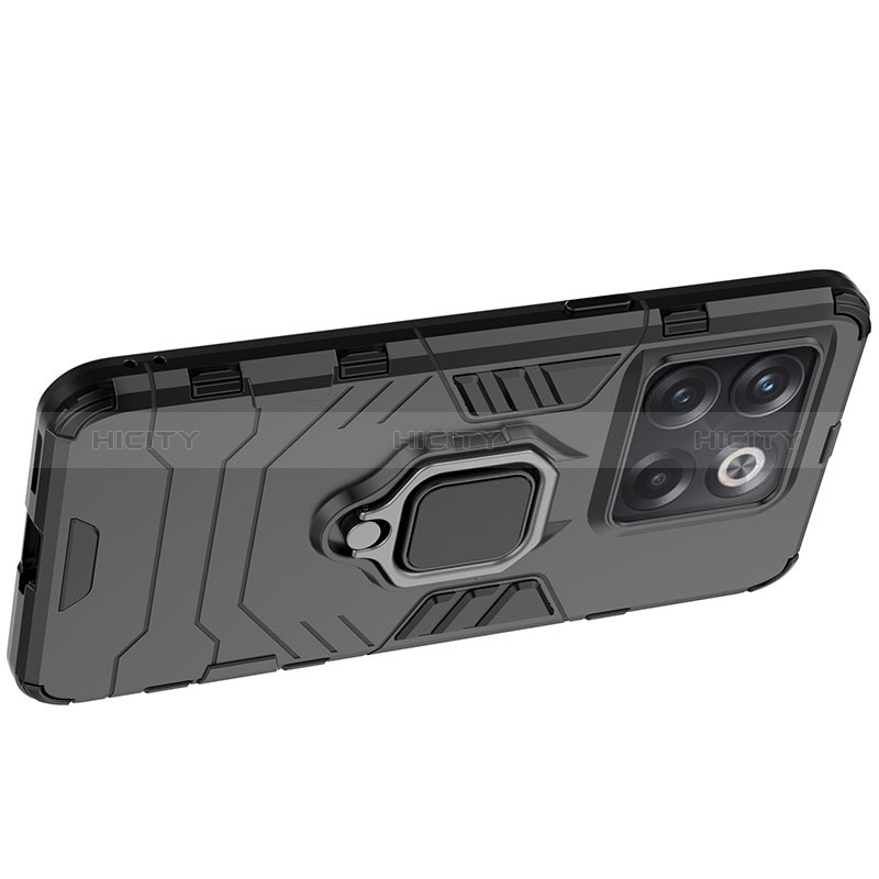 Funda Bumper Silicona y Plastico Mate Carcasa con Magnetico Anillo de dedo Soporte KC1 para OnePlus 10T 5G