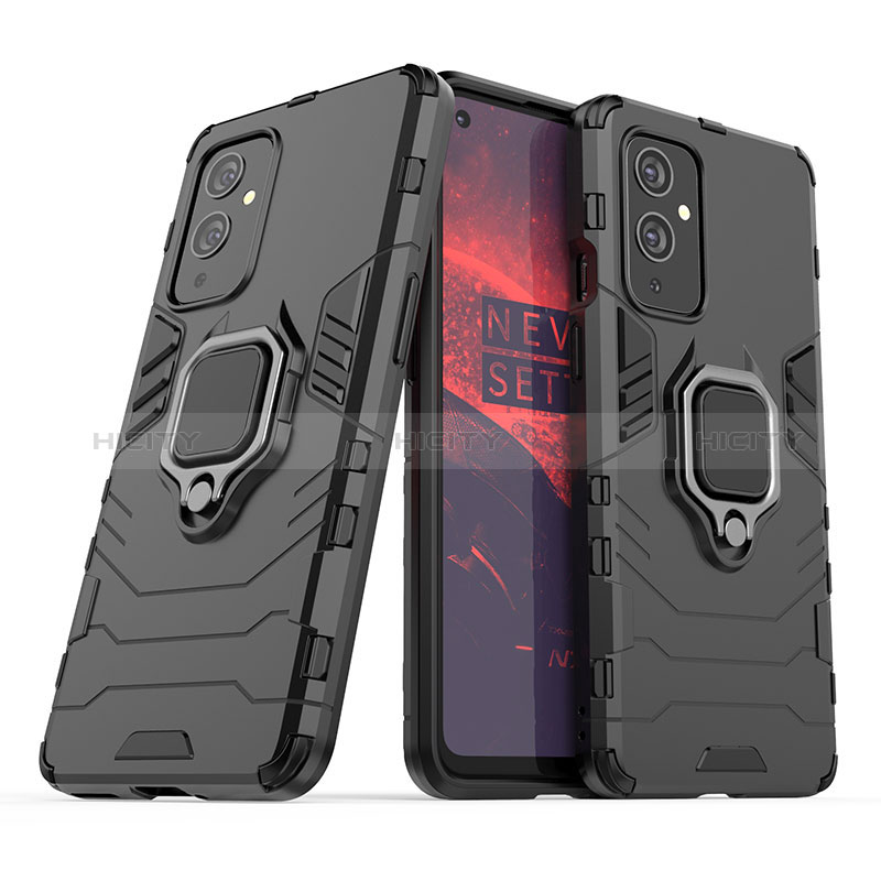 Funda Bumper Silicona y Plastico Mate Carcasa con Magnetico Anillo de dedo Soporte KC1 para OnePlus 9 5G