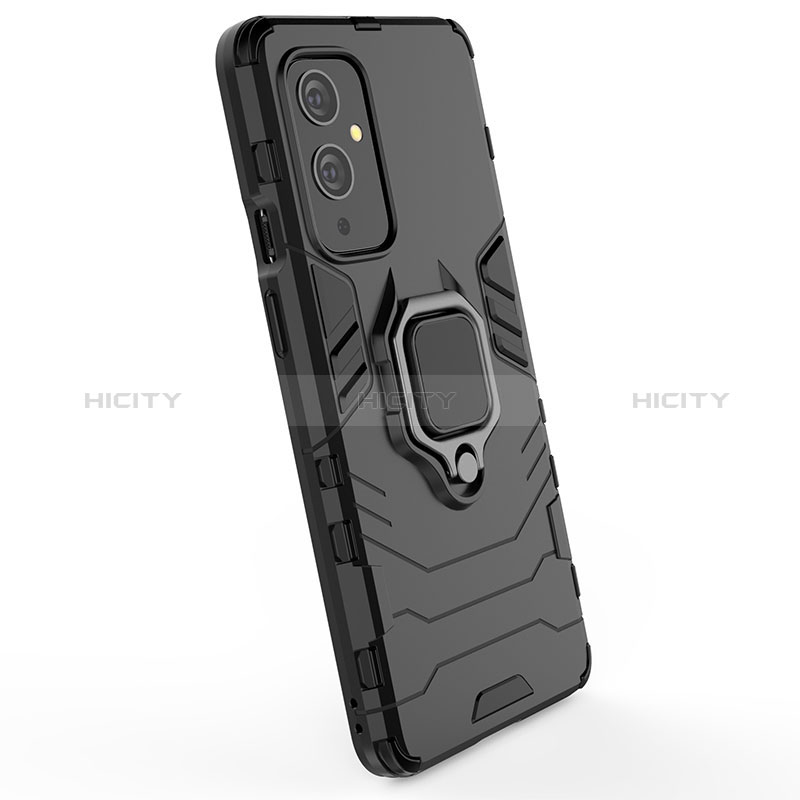 Funda Bumper Silicona y Plastico Mate Carcasa con Magnetico Anillo de dedo Soporte KC1 para OnePlus 9 5G