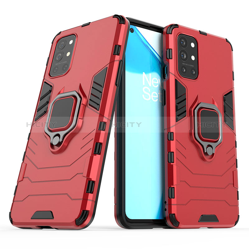 Funda Bumper Silicona y Plastico Mate Carcasa con Magnetico Anillo de dedo Soporte KC1 para OnePlus 9R 5G