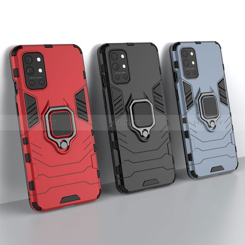 Funda Bumper Silicona y Plastico Mate Carcasa con Magnetico Anillo de dedo Soporte KC1 para OnePlus 9R 5G