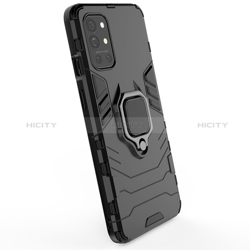 Funda Bumper Silicona y Plastico Mate Carcasa con Magnetico Anillo de dedo Soporte KC1 para OnePlus 9R 5G