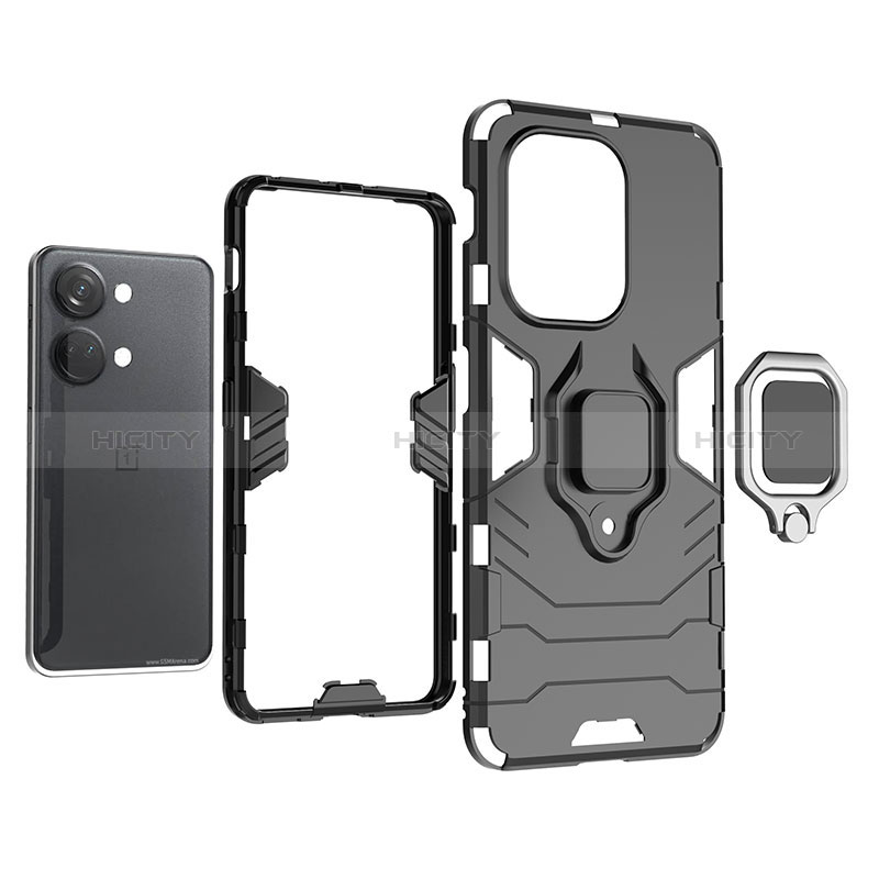 Funda Bumper Silicona y Plastico Mate Carcasa con Magnetico Anillo de dedo Soporte KC1 para OnePlus Ace 2V 5G