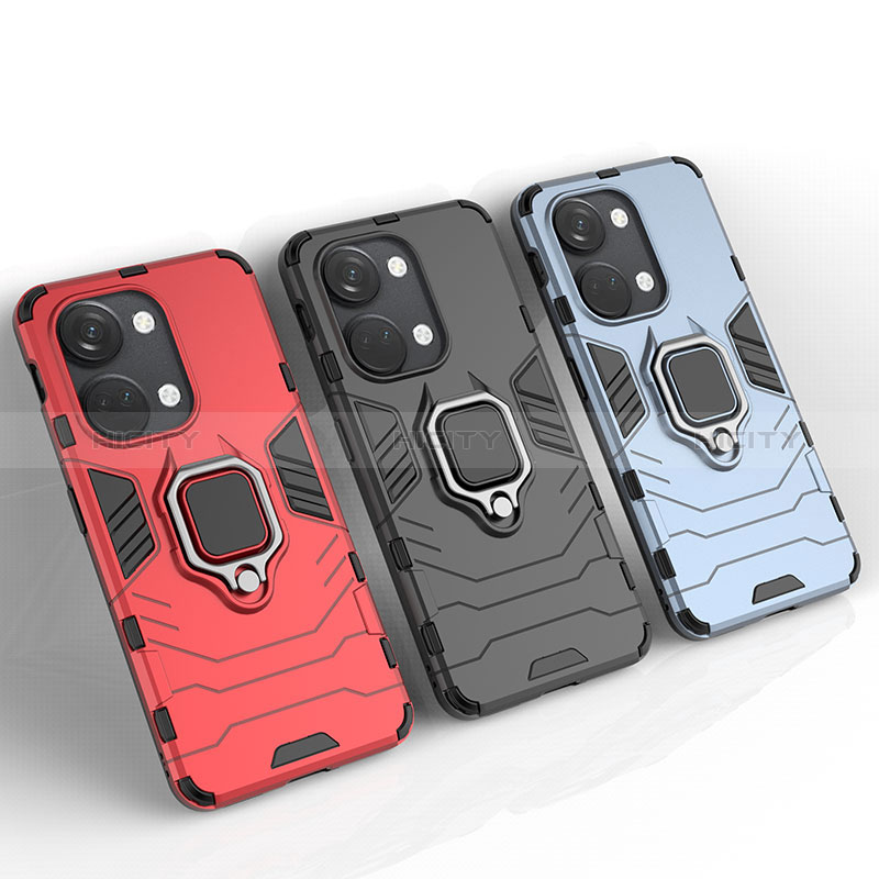 Funda Bumper Silicona y Plastico Mate Carcasa con Magnetico Anillo de dedo Soporte KC1 para OnePlus Ace 2V 5G