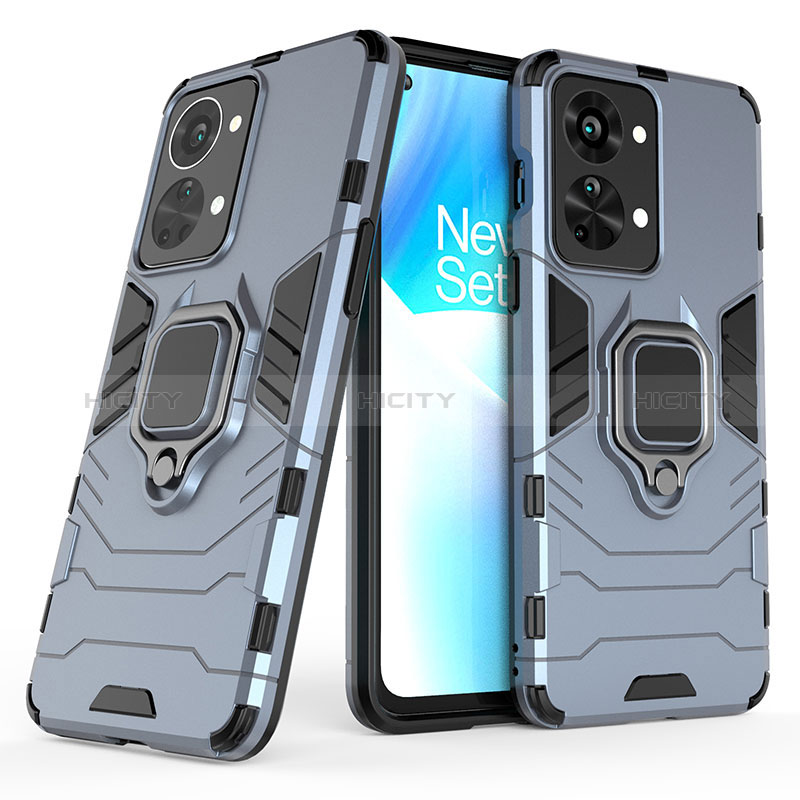 Funda Bumper Silicona y Plastico Mate Carcasa con Magnetico Anillo de dedo Soporte KC1 para OnePlus Nord 2T 5G