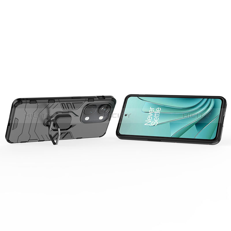 Funda Bumper Silicona y Plastico Mate Carcasa con Magnetico Anillo de dedo Soporte KC1 para OnePlus Nord 3 5G