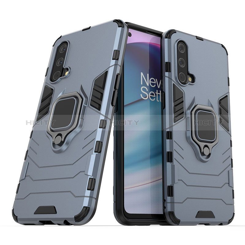 Funda Bumper Silicona y Plastico Mate Carcasa con Magnetico Anillo de dedo Soporte KC1 para OnePlus Nord CE 5G