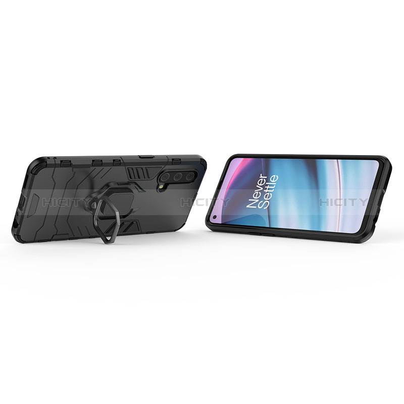 Funda Bumper Silicona y Plastico Mate Carcasa con Magnetico Anillo de dedo Soporte KC1 para OnePlus Nord CE 5G