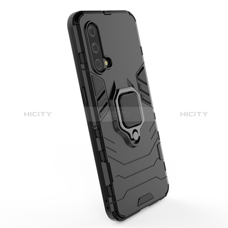 Funda Bumper Silicona y Plastico Mate Carcasa con Magnetico Anillo de dedo Soporte KC1 para OnePlus Nord CE 5G