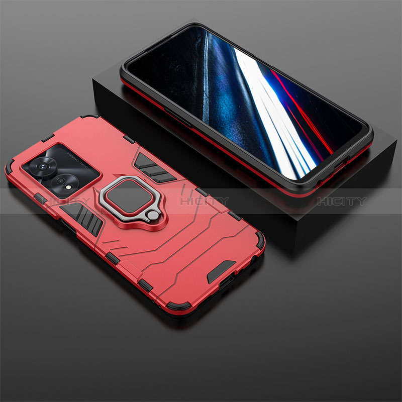 Funda Bumper Silicona y Plastico Mate Carcasa con Magnetico Anillo de dedo Soporte KC1 para Oppo A18