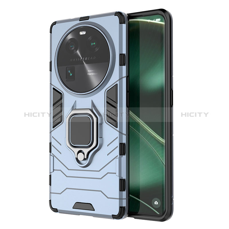 Funda Bumper Silicona y Plastico Mate Carcasa con Magnetico Anillo de dedo Soporte KC1 para Oppo Find X6 Pro 5G