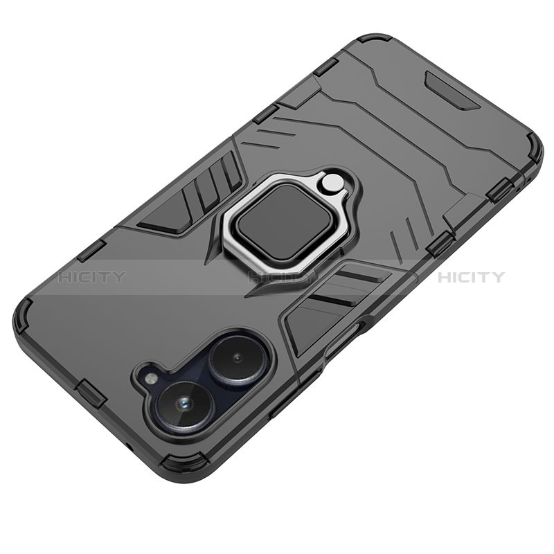 Funda Bumper Silicona y Plastico Mate Carcasa con Magnetico Anillo de dedo Soporte KC1 para Realme 10 4G