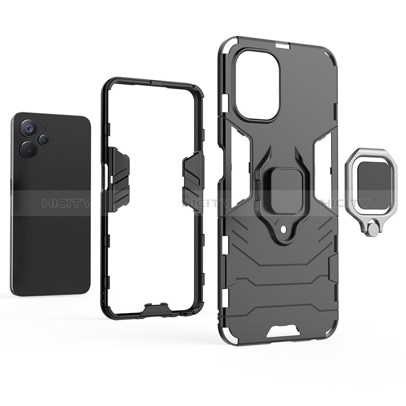 Funda Bumper Silicona y Plastico Mate Carcasa con Magnetico Anillo de dedo Soporte KC1 para Realme 10 5G