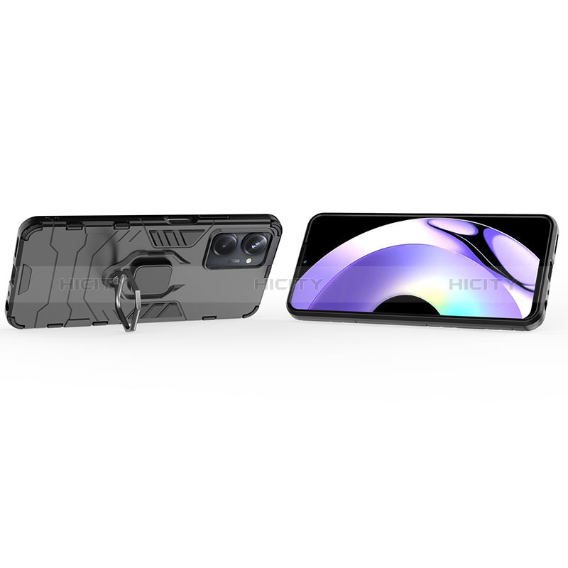 Funda Bumper Silicona y Plastico Mate Carcasa con Magnetico Anillo de dedo Soporte KC1 para Realme 10 Pro 5G