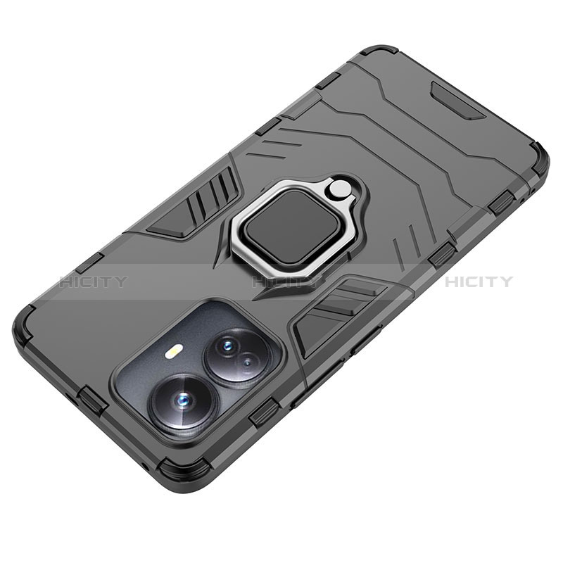 Funda Bumper Silicona y Plastico Mate Carcasa con Magnetico Anillo de dedo Soporte KC1 para Realme 10 Pro+ Plus 5G