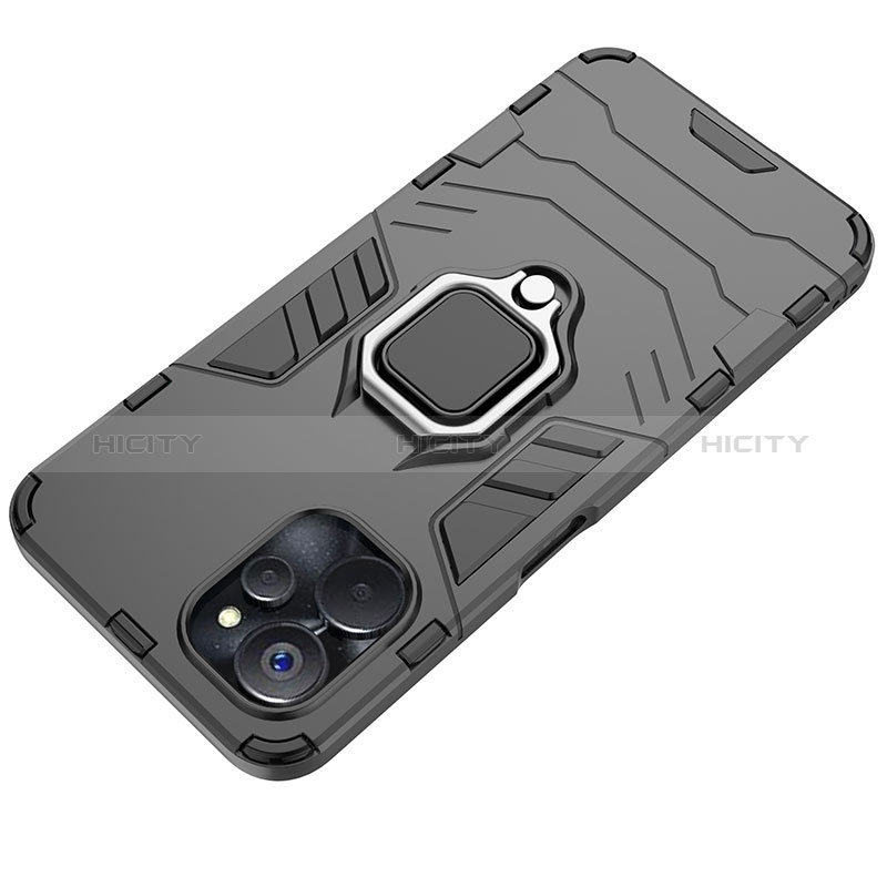 Funda Bumper Silicona y Plastico Mate Carcasa con Magnetico Anillo de dedo Soporte KC1 para Realme 10T 5G