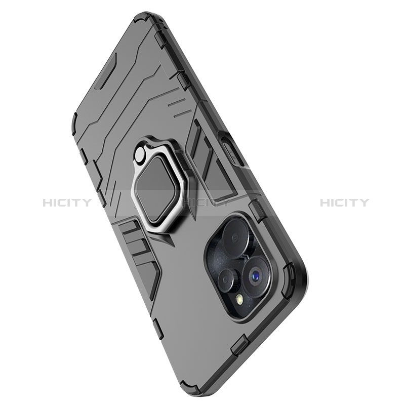 Funda Bumper Silicona y Plastico Mate Carcasa con Magnetico Anillo de dedo Soporte KC1 para Realme 10T 5G