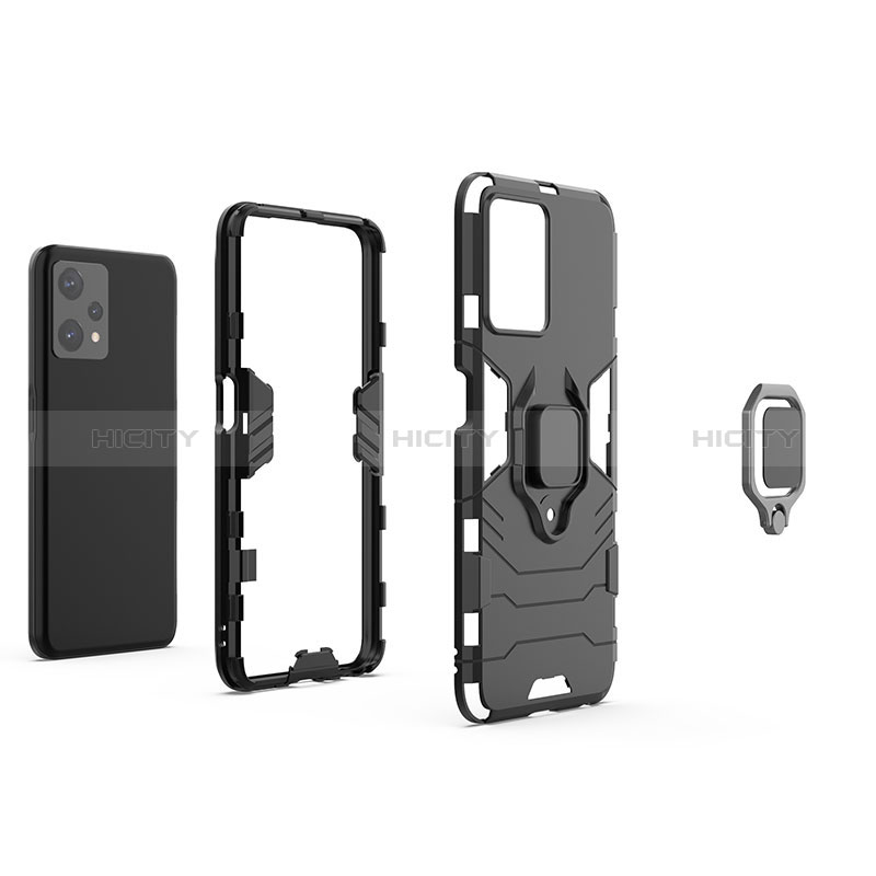 Funda Bumper Silicona y Plastico Mate Carcasa con Magnetico Anillo de dedo Soporte KC1 para Realme 9 5G