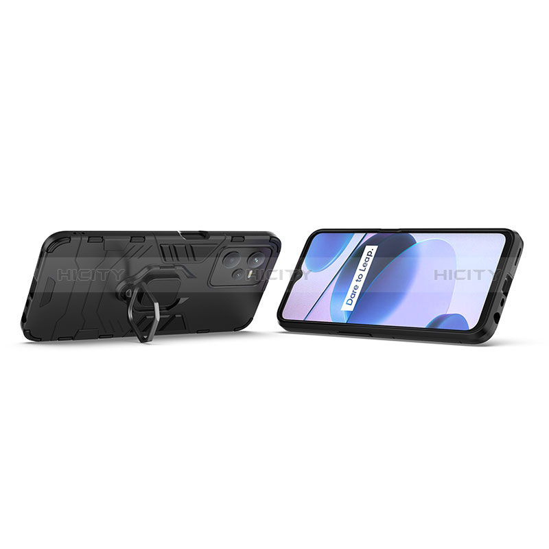 Funda Bumper Silicona y Plastico Mate Carcasa con Magnetico Anillo de dedo Soporte KC1 para Realme C35