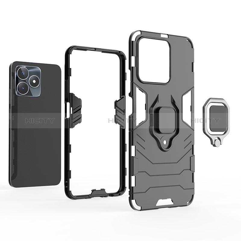 Funda Bumper Silicona y Plastico Mate Carcasa con Magnetico Anillo de dedo Soporte KC1 para Realme C53