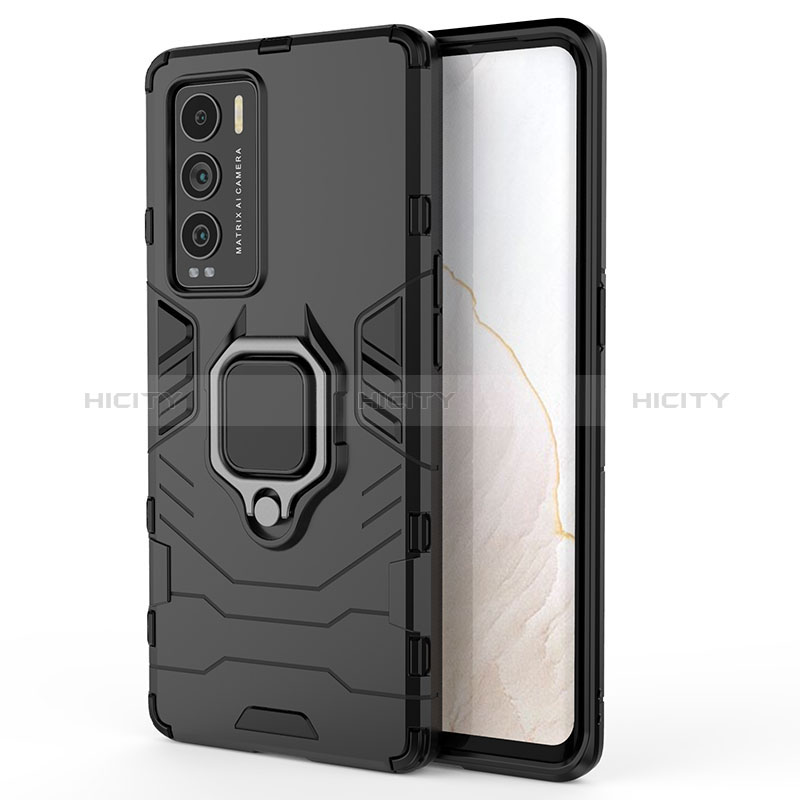 Funda Bumper Silicona y Plastico Mate Carcasa con Magnetico Anillo de dedo Soporte KC1 para Realme GT Master Explorer 5G