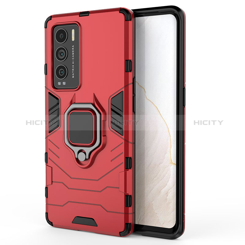 Funda Bumper Silicona y Plastico Mate Carcasa con Magnetico Anillo de dedo Soporte KC1 para Realme GT Master Explorer 5G