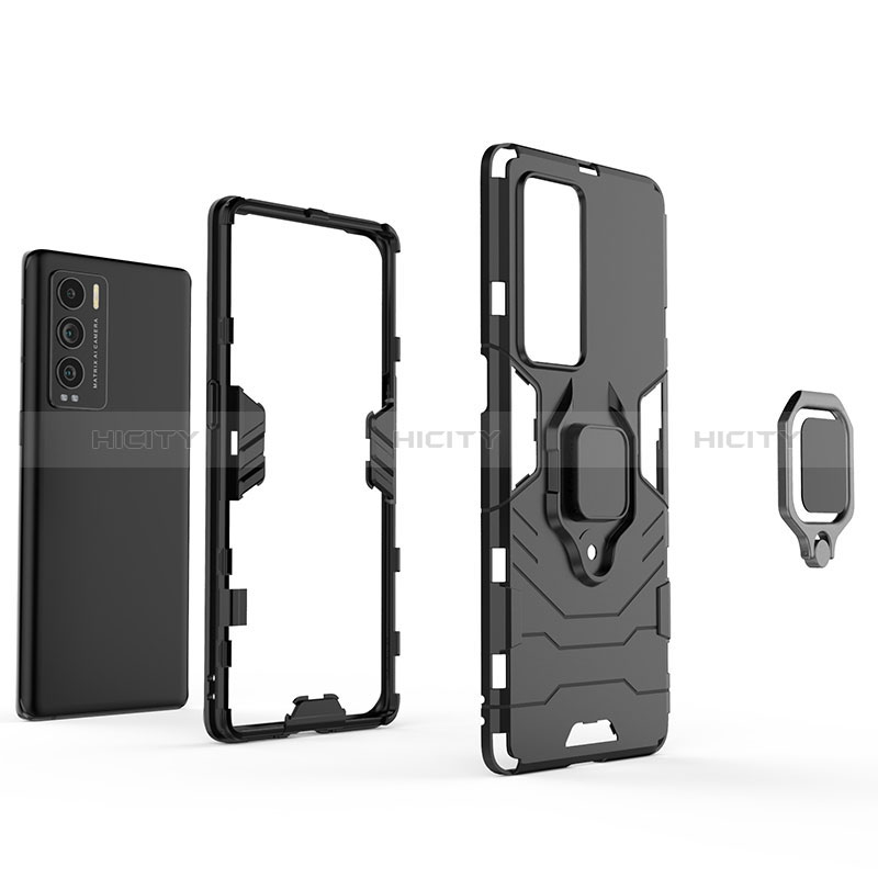 Funda Bumper Silicona y Plastico Mate Carcasa con Magnetico Anillo de dedo Soporte KC1 para Realme GT Master Explorer 5G