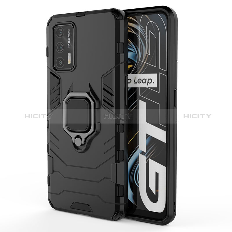 Funda Bumper Silicona y Plastico Mate Carcasa con Magnetico Anillo de dedo Soporte KC1 para Realme GT Neo 2T 5G