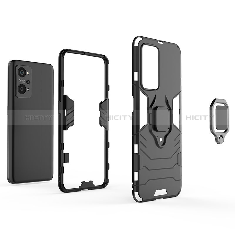 Funda Bumper Silicona y Plastico Mate Carcasa con Magnetico Anillo de dedo Soporte KC1 para Realme GT Neo 3T 5G