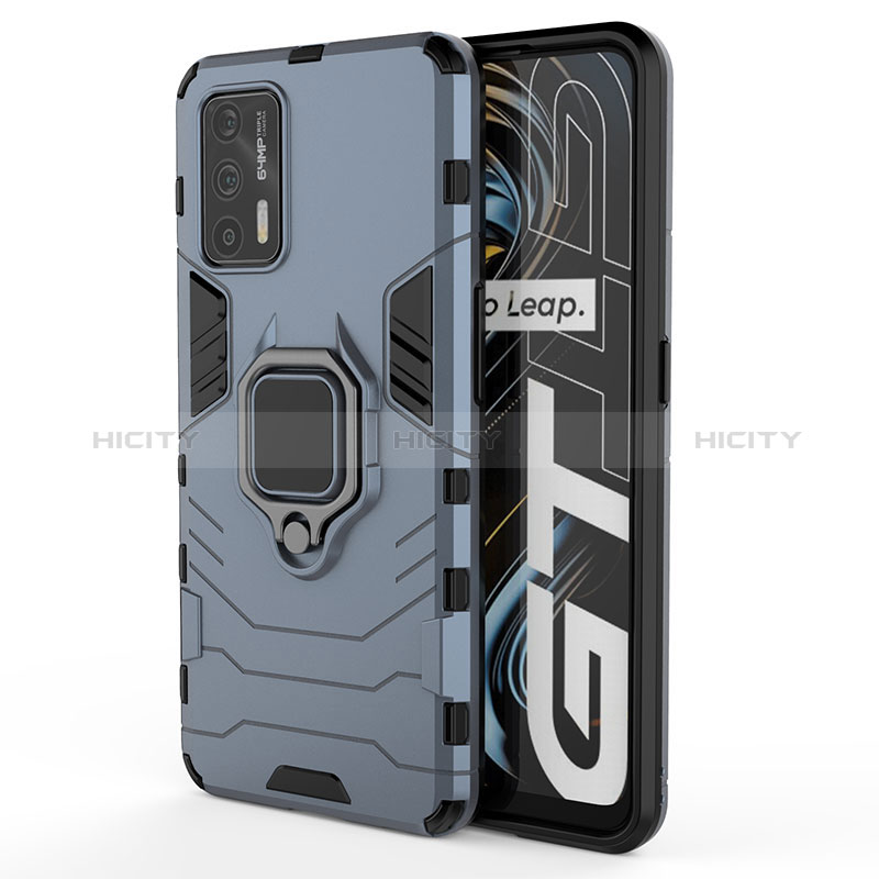 Funda Bumper Silicona y Plastico Mate Carcasa con Magnetico Anillo de dedo Soporte KC1 para Realme GT Neo 5G