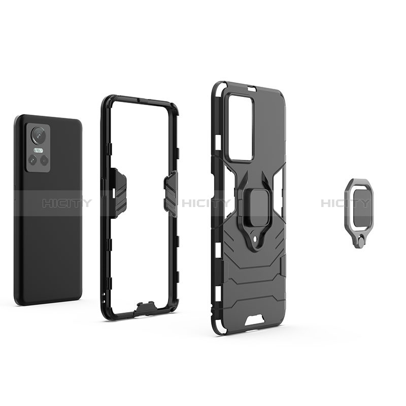 Funda Bumper Silicona y Plastico Mate Carcasa con Magnetico Anillo de dedo Soporte KC1 para Realme GT Neo3 5G