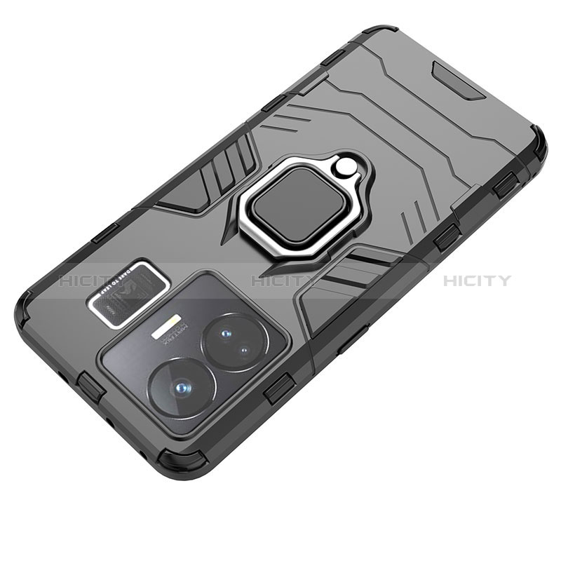 Funda Bumper Silicona y Plastico Mate Carcasa con Magnetico Anillo de dedo Soporte KC1 para Realme GT Neo6 5G