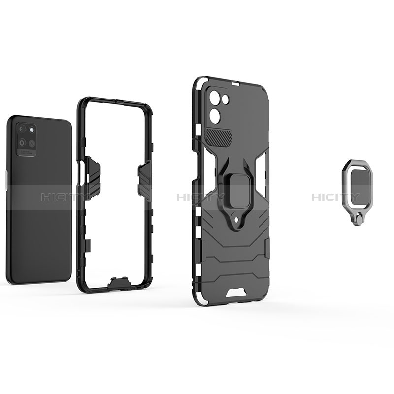 Funda Bumper Silicona y Plastico Mate Carcasa con Magnetico Anillo de dedo Soporte KC1 para Realme V11 5G