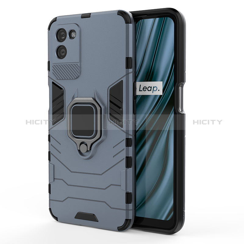 Funda Bumper Silicona y Plastico Mate Carcasa con Magnetico Anillo de dedo Soporte KC1 para Realme V11s 5G