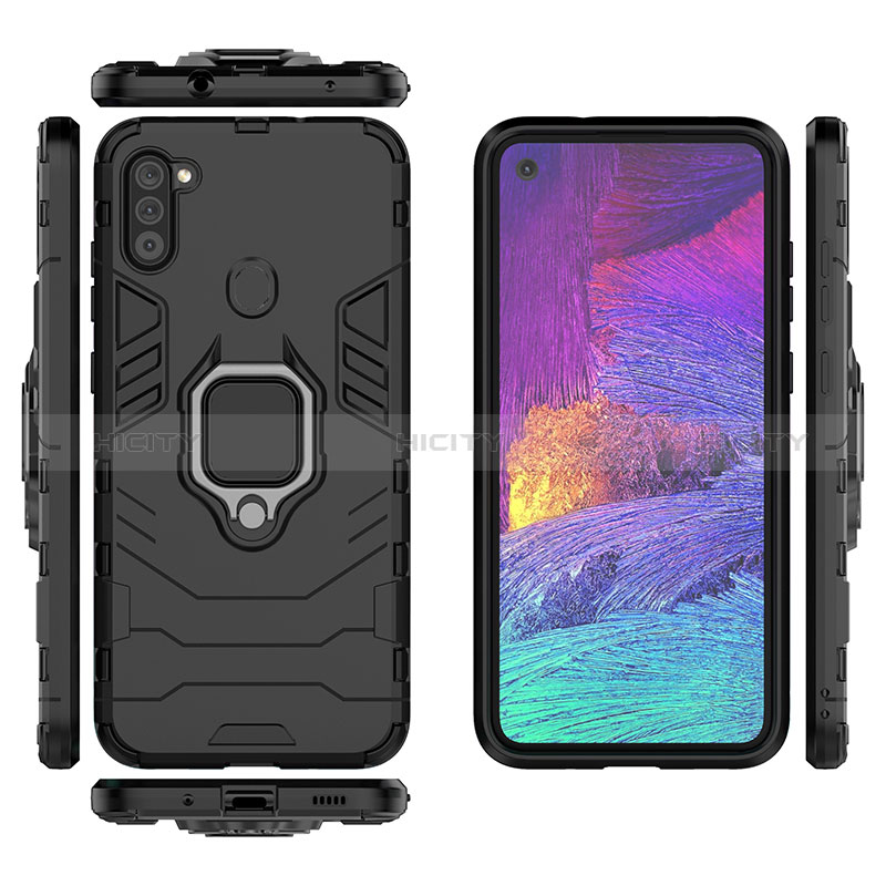 Funda Bumper Silicona y Plastico Mate Carcasa con Magnetico Anillo de dedo Soporte KC1 para Samsung Galaxy A11