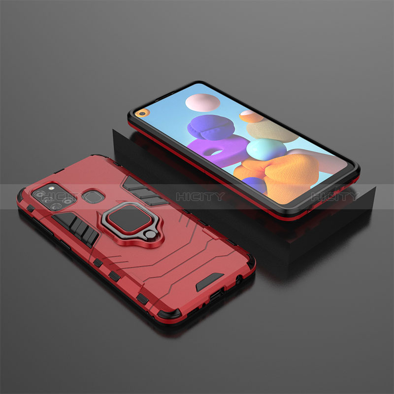 Funda Bumper Silicona y Plastico Mate Carcasa con Magnetico Anillo de dedo Soporte KC1 para Samsung Galaxy A21s