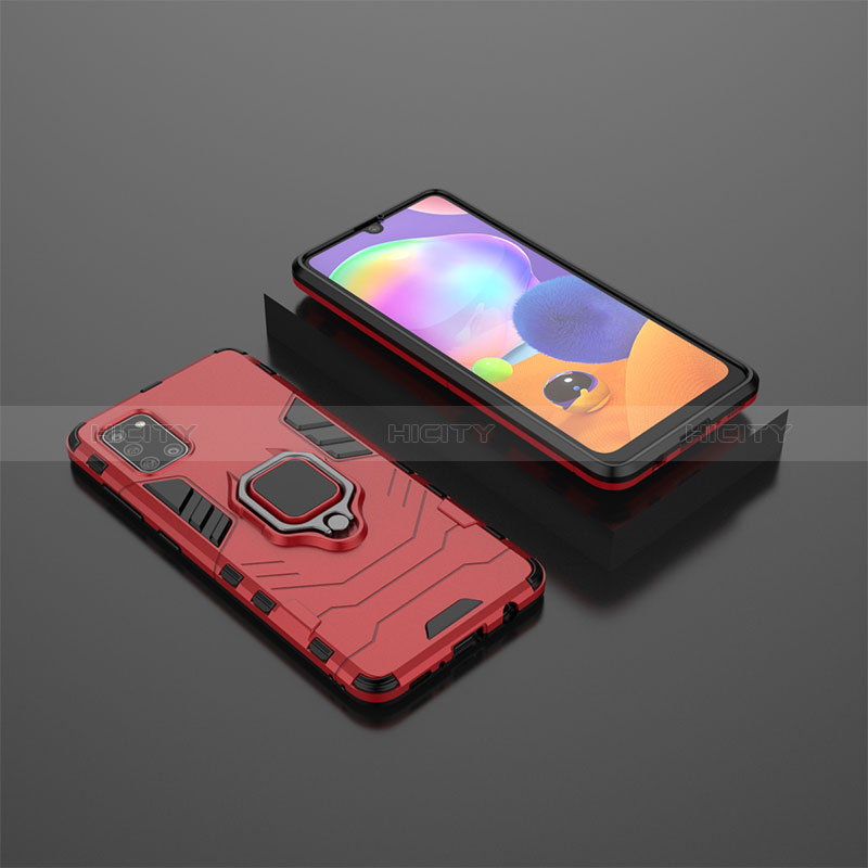 Funda Bumper Silicona y Plastico Mate Carcasa con Magnetico Anillo de dedo Soporte KC1 para Samsung Galaxy A31