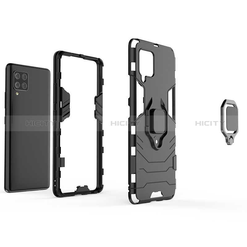 Funda Bumper Silicona y Plastico Mate Carcasa con Magnetico Anillo de dedo Soporte KC1 para Samsung Galaxy A42 5G