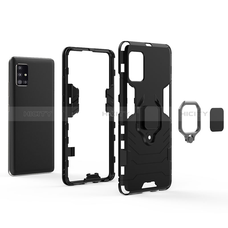 Funda Bumper Silicona y Plastico Mate Carcasa con Magnetico Anillo de dedo Soporte KC1 para Samsung Galaxy A51 4G